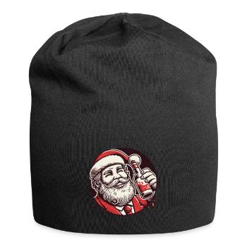 Santa Liebt Alkohol Weihnachtsfreude - Jersey-Beanie - Schwarz - Vorne