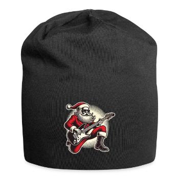 Rocking Santa Claus with guitar - Jersey Beanie - black - Front