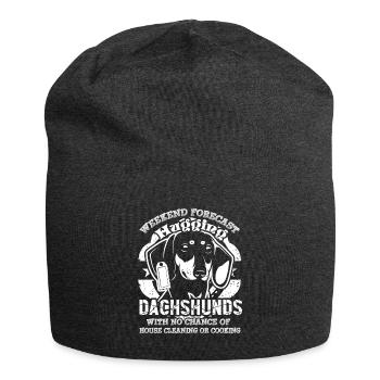 Hugging Dachshunds - Jersey Beanie - charcoal grey - Front