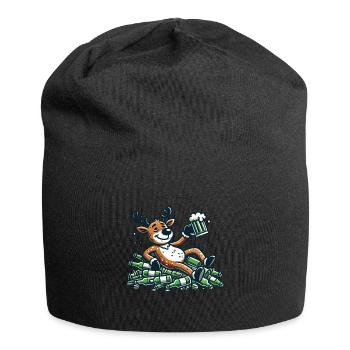 Funny Christmas Reindeer for Beer Lovers - Jersey Beanie - black - Front