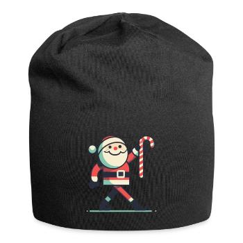 lustiHappy Santa with candy cane - Jersey Beanie - black - Front