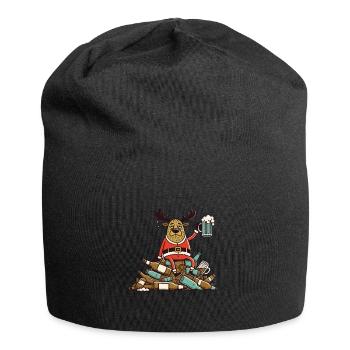 Funny Beer Reindeer Christmas Beer Lover - Jersey Beanie - black - Front