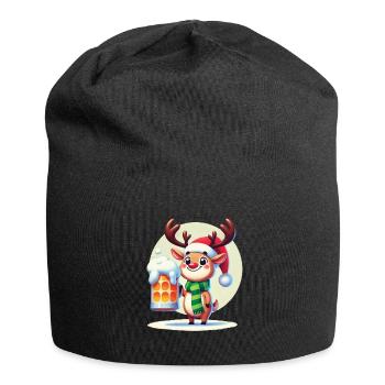 Bier und Weihnachtliches Rentier Mit Bierkrug - Jersey-Beanie - Schwarz - Vorne