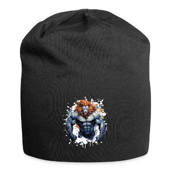 Löwe Muskeln Bodybuilding Gym - Jersey-Beanie - Schwarz - Vorne