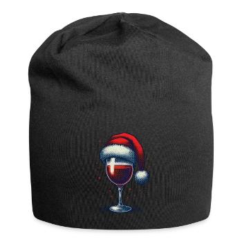 Festliches Weihnachtsweinglas Motiv - Jersey-Beanie - Schwarz - Vorne