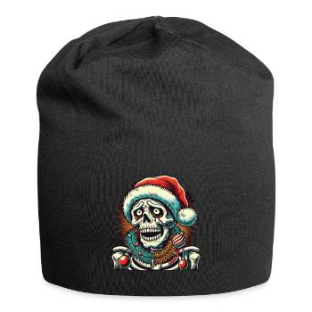 Halloween Skelett Mit Weihnachtsmütze - Jersey-Beanie - Schwarz - Vorne