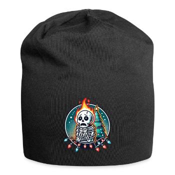 Skeleton with fairy lights fear at Christmas - Jersey Beanie - black - Front