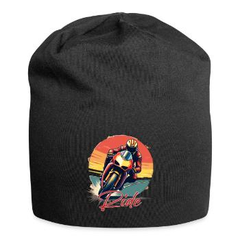 Motocyclette. Motards au look rétro. Courir. - Bonnet en jersey - noir - Devant
