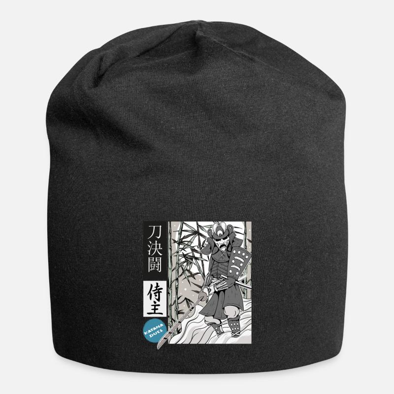 Samurai katana masterful swordsman - Jersey Beanie - black
