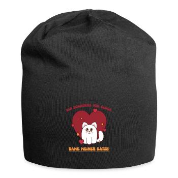 Heart cat with gratitude for you - Jersey Beanie - black - Front