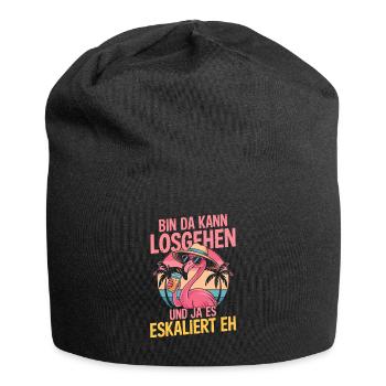 Party Flamingo Sommer Spruch Bin da kannlosgehen - Jersey-Beanie - Schwarz - Vorne