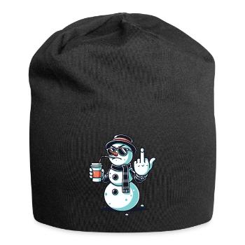 Cool snowman with coffee and attitude - Jersey Beanie - black - Front