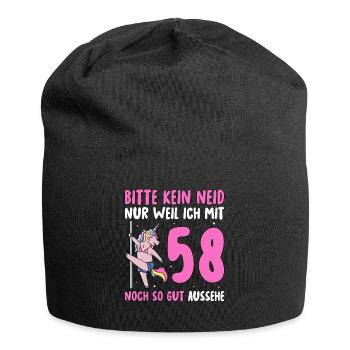 Bitte Kein Neid 58 Geburtstag - Jersey-Beanie - Schwarz - Vorne