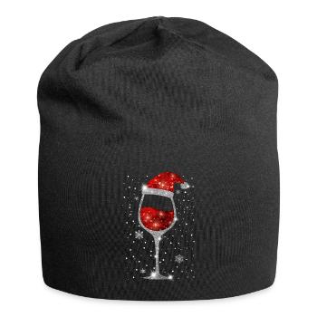 Christmas Santa Wine Glass Red Wine Lover - Jersey Beanie - black - Front