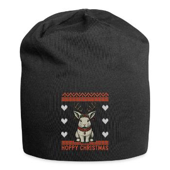 Hoppy Christmas Funny Christmas Rabbit - Jersey Beanie - black - Front