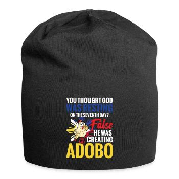 Sie Dachten, Gott Würde Sich Am Siebten Tag - Jersey-Beanie - Schwarz - Vorne