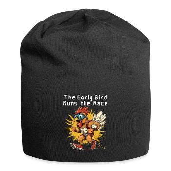 The Early Bird Runs the Race - Lustiger Hahn - Jersey-Beanie - Schwarz - Vorne