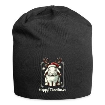 Hoppy Christmas Lustiges Rentier Kaninchen - Jersey-Beanie - Schwarz - Vorne