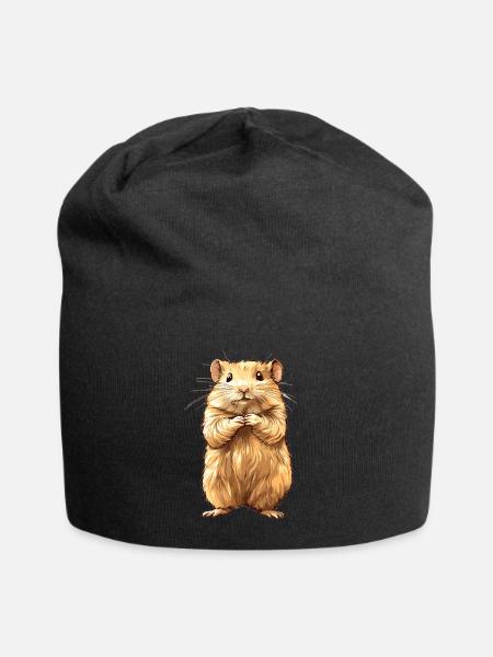 Hamster - Jersey-Beanie - Schwarz