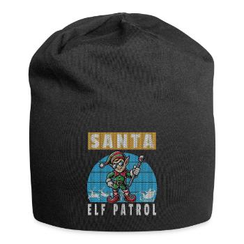 Christmas Santa Elf Patrol Knit Look - Jersey Beanie - black - Front