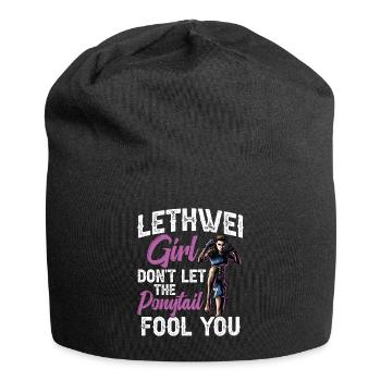 Lethwei Girl, Don't Let Your Ponytail - Jersey Beanie - black - Front