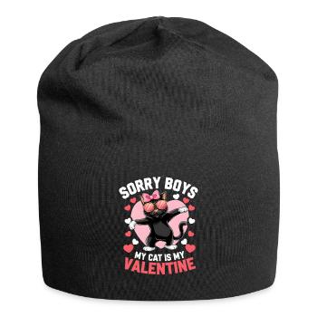 Célibataire & Chat Saint-Valentin Mon chat est mon valentin - Bonnet en jersey - noir - Devant