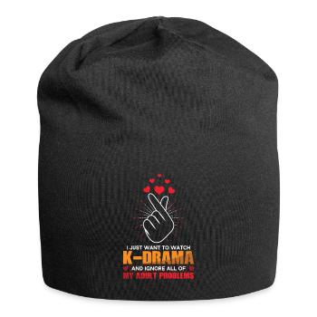 Ich Will Nur K-Drama Schauen Und Meine - Jersey-Beanie - Schwarz - Vorne
