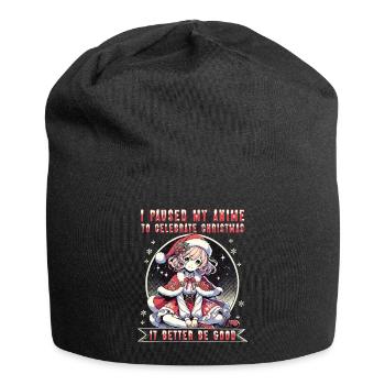 Kawaii Anime Break for Christmas Celebrations Motif - Jersey Beanie - black - Front