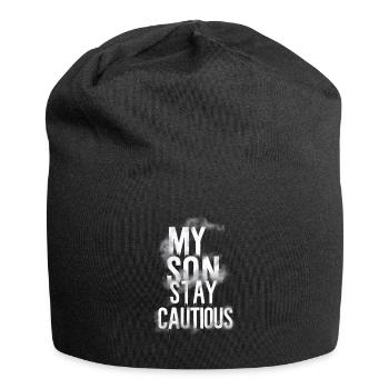 Mein Sohn bleibt vorsichtig - Jersey-Beanie - Schwarz - Vorne