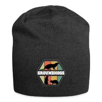 Silhouettes de marmottes Style rétro - Bonnet en jersey - charbon - Devant