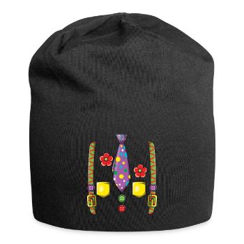 Bunter Clown Karneval Punkte Krawatte Blumen - Jersey-Beanie - Schwarz - Vorne