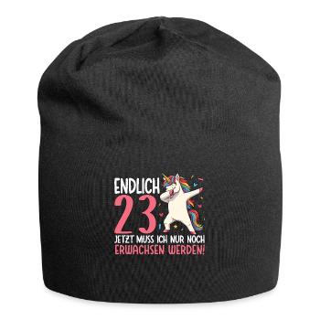 Endlich 23 Jetzt nur noch erwachsen werden - Jersey-Beanie - Schwarz - Vorne