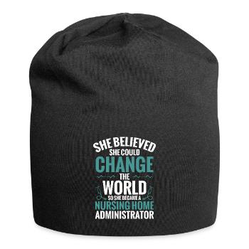 Sie Glaubte, Dass Sie Die Welt Verändern Könnte, - Jersey-Beanie - Schwarz - Vorne
