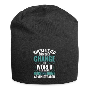 She believed that she could change the world, - Jersey Beanie - charcoal grey - Front