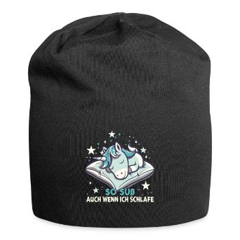 Pyjama de sommeil chemise de nuit licorne - Bonnet en jersey - noir - Devant
