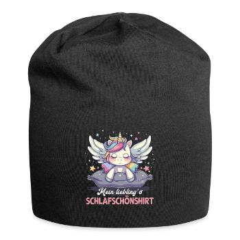 Pyjama de sommeil chemise de nuit licorne - Bonnet en jersey - noir - Devant