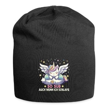 Pyjama de sommeil chemise de nuit licorne - Bonnet en jersey - noir - Devant