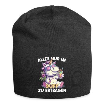 Buntes Erfrischendes Cocktail Einhorn - Jersey-Beanie - Anthrazit - Vorne