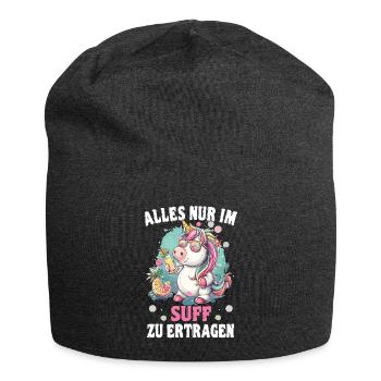 Buntes Erfrischendes Cocktail Einhorn - Jersey-Beanie - Anthrazit - Vorne