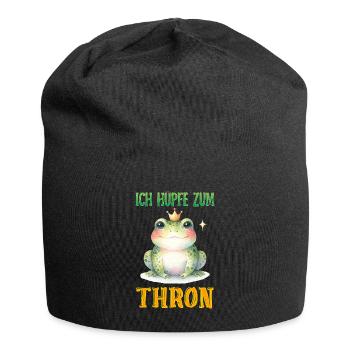 Froschkostüm ICH HÜPFE ZUM THRON Lustiges - Jersey-Beanie - Schwarz - Vorne