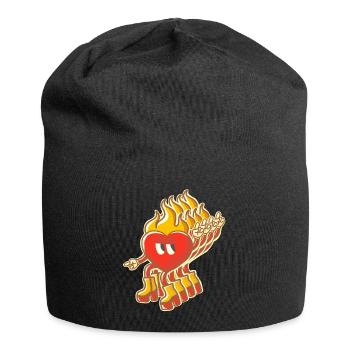 mascotte cœur enflammé rétro multidimensionnel - Bonnet en jersey - noir - Devant