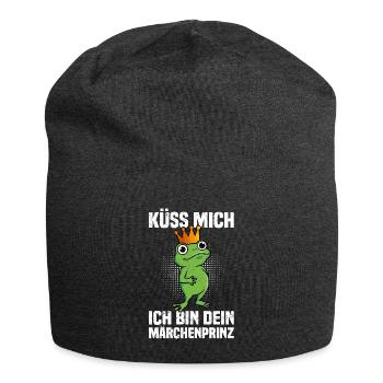 Karneval Frosch KÜSS MICH BIN DEIN MÄRCHENPRINZ - Jersey-Beanie - Anthrazit - Vorne