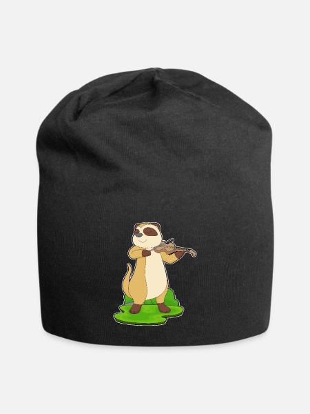 Erdmännchen Musiker Geige Musik - Jersey-Beanie - Schwarz
