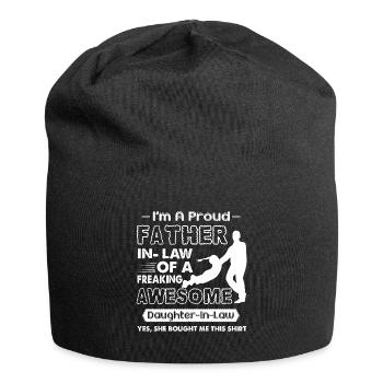 Proud Father In law Of Awesome Daughter In law - Jersey Beanie - black - Front