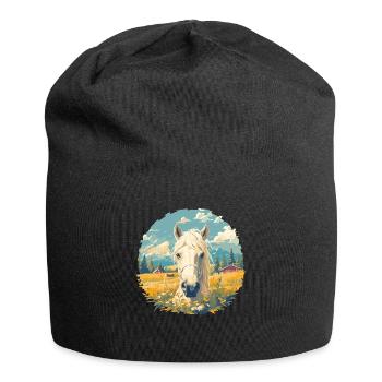 Pferde Pferd - Jersey-Beanie - Schwarz - Vorne