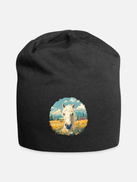 Pferde Pferd - Jersey-Beanie - Schwarz