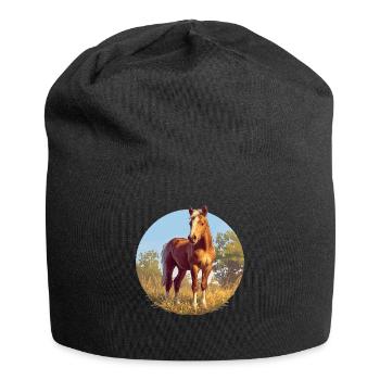 Pferde Pferd - Jersey-Beanie - Schwarz - Vorne