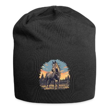 Pferde Pferd - Jersey-Beanie - Schwarz - Vorne