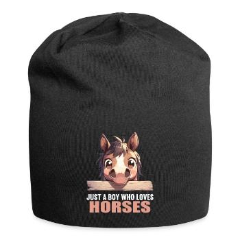 Pferde Pferd - Jersey-Beanie - Schwarz - Vorne