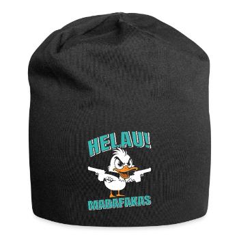 Kölner Karneval HELAU MADAFAKAS Lustiges Enten - Jersey-Beanie - Schwarz - Vorne